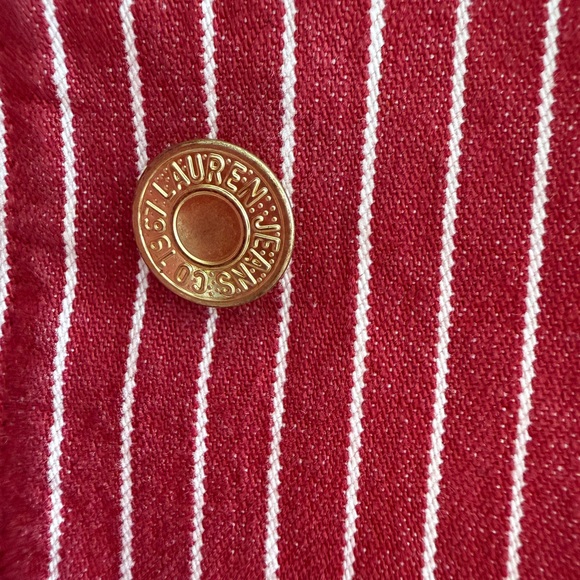 Vtg Ralph Lauren Jeans Co Blue Corduroy Collar Red Pinstriped Chore Barn Jacket - Picture 7 of 16